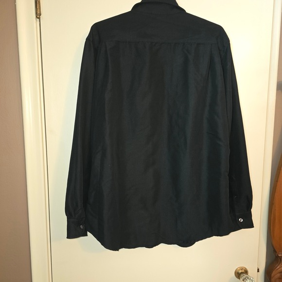 BREAKWATER Men's Black on Black Stripes long-sleeved button-up shirt Size Med - Picture 4 of 9